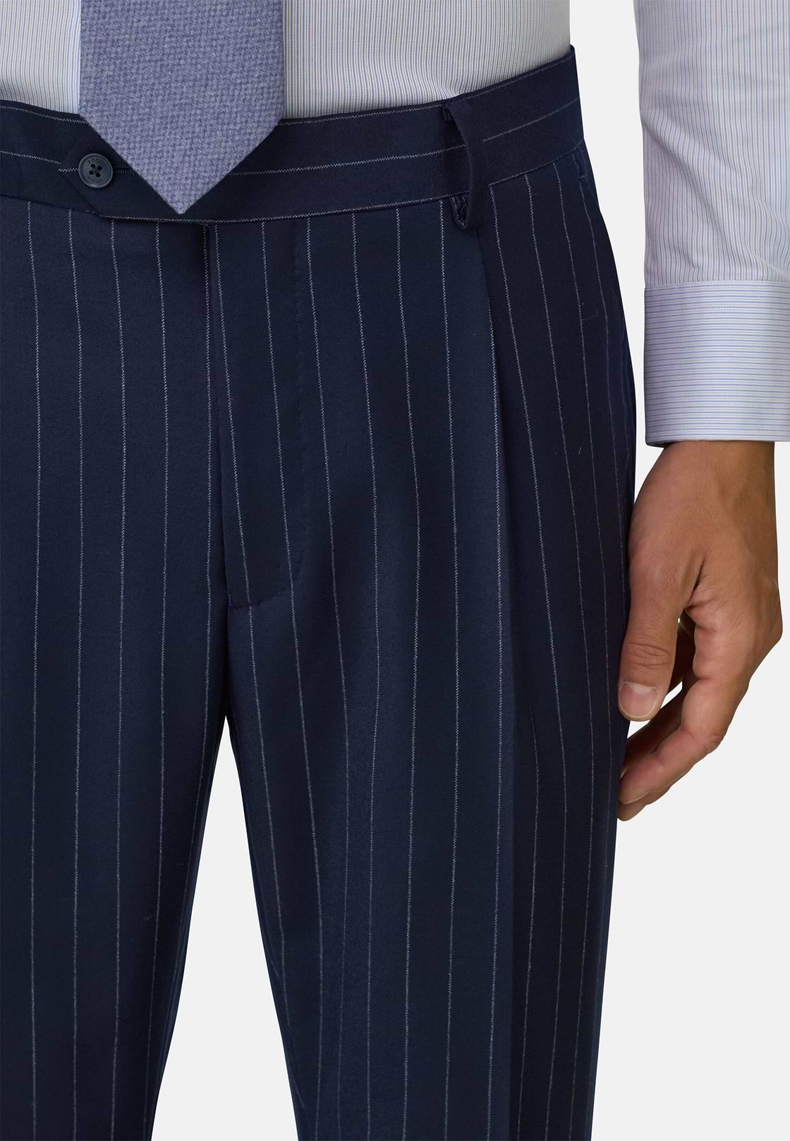 Suit Pinstripe Wool, Navy blue, hi-res, 4