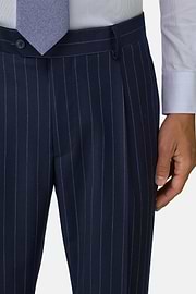 Suit Pinstripe Wool, Navy blue, thumb, 4