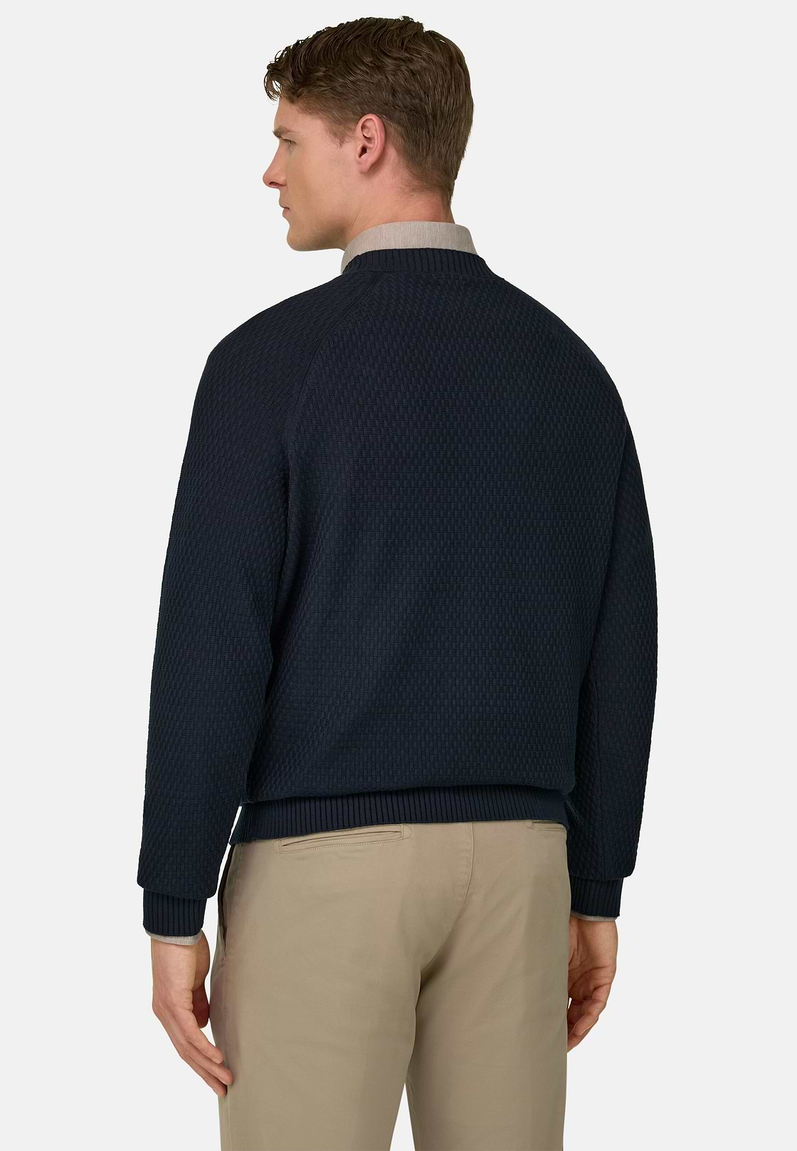 Cotton Crew Neck, Navy blue, hi-res, 3