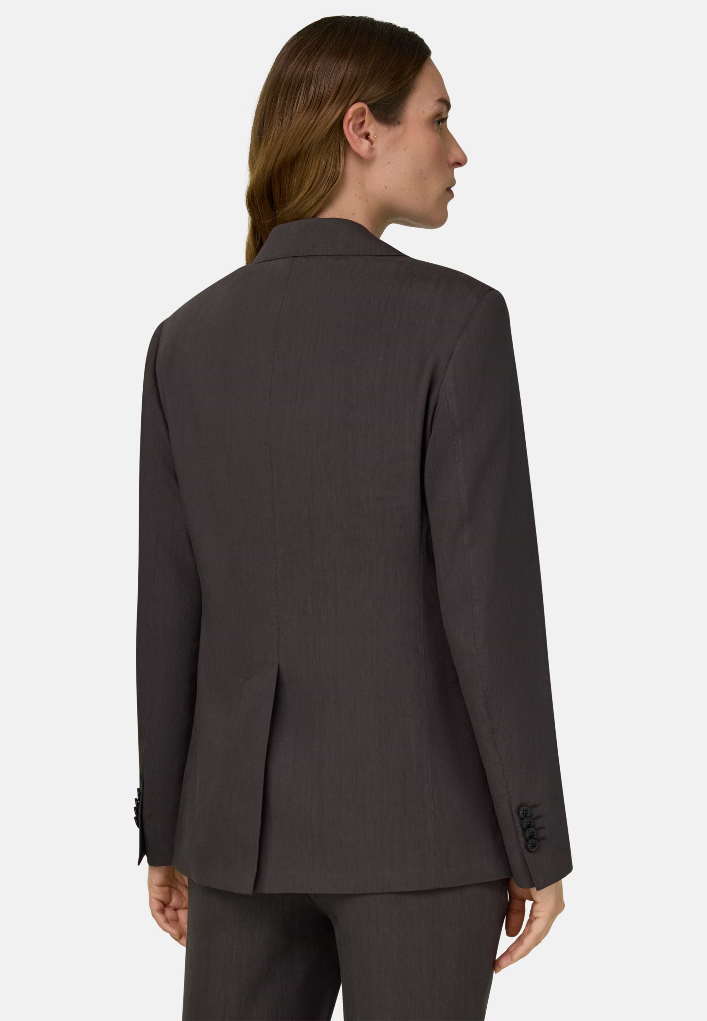 Woman's Linen Blend Jacket, Dark brown | Boggi Milano