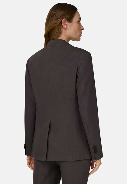 Linen Blend Jacket, Brown, hi-res