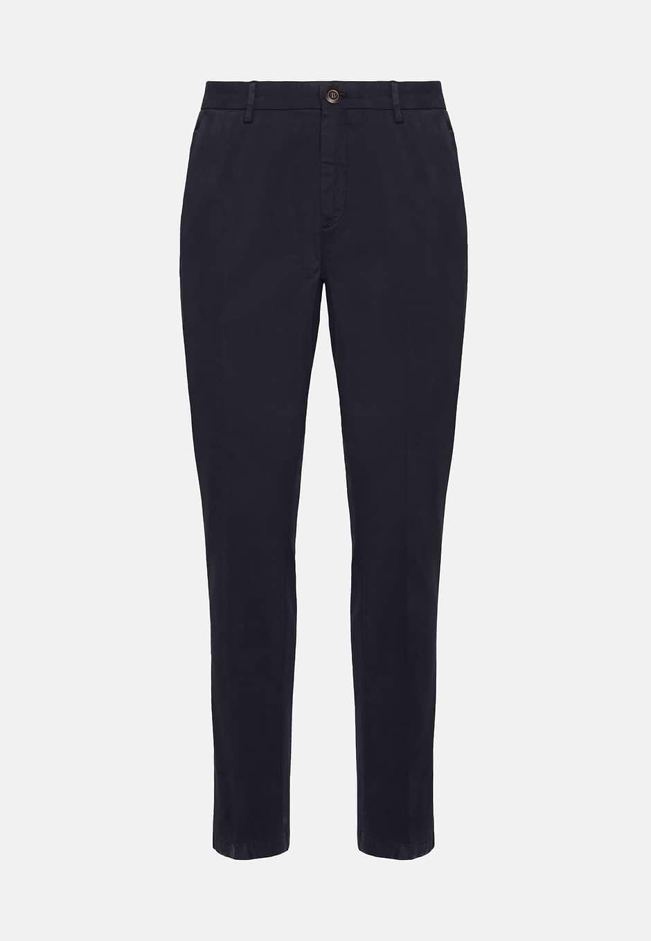 Stretch Cotton Trousers, Navy blue, hi-res