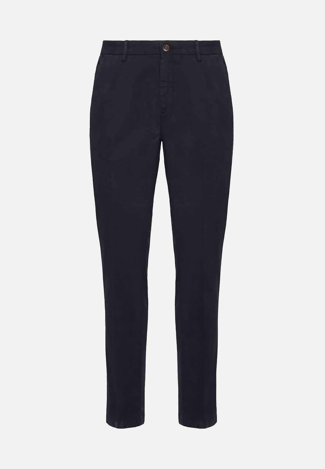 Stretch Cotton Pants, Navy blue, hi-res
