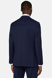 Pinstriped Wool Suit Style Anversa, Navy blue, hi-res