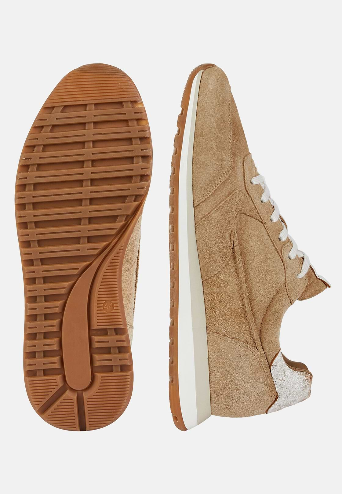 Beige Sneaker Aus Verloursleder, Beige, hi-res