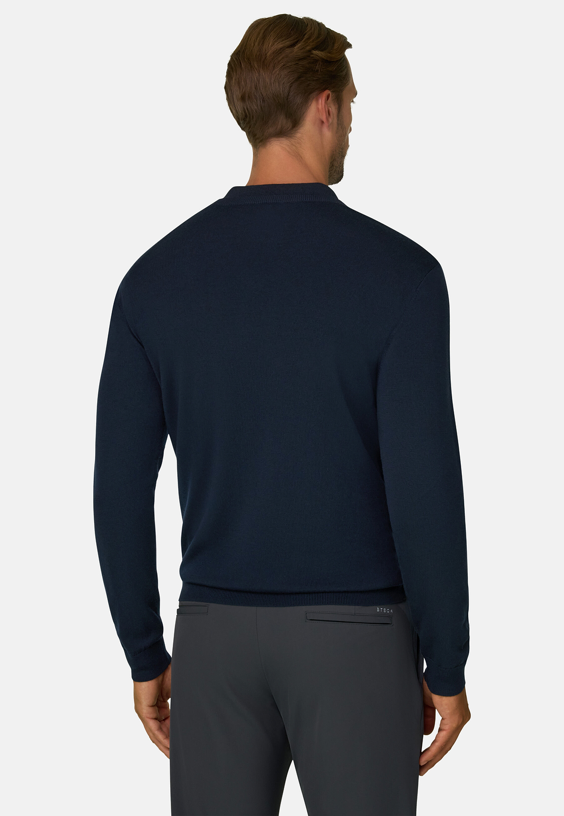 Merino Wool V-Neck Jumper, Navy blue, hi-res, 4