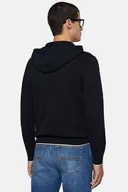 Navy Hoodie In Cotton, Navy blue, hi-res