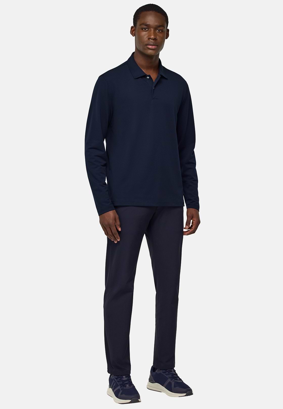 S.Cafè® High-Performance Piqué Polo Shirt, Navy blue, hi-res