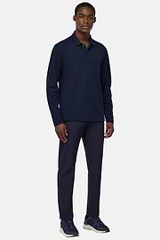 S.Cafè® High-Performance Piqué Polo Shirt, Navy blue, hi-res