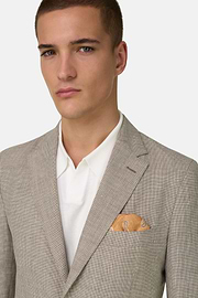 Micro Patterned Suit in Linen and Wool, Brown, thumb, 4