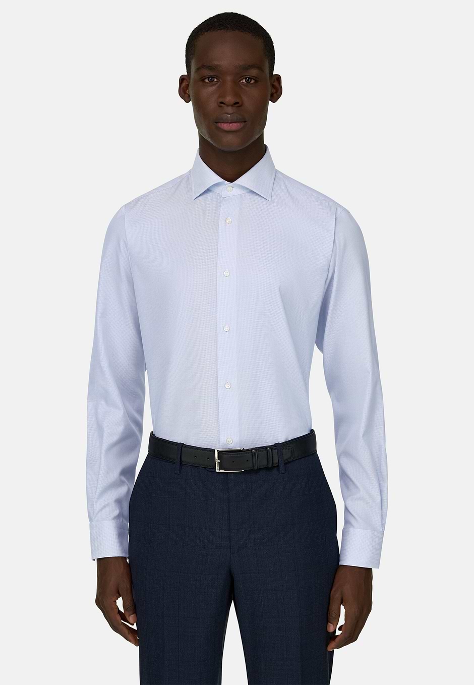 Chemise En Coton Slim Fit, Bleu clair, hi-res