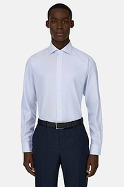 Camicia In Cotone Slim Fit, Azzurro, thumb, 1