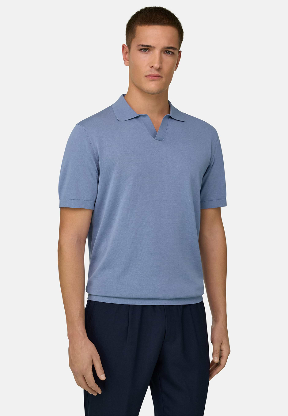 Polo In Cotone, Azzurro, hi-res