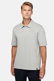 Organic Cotton Blend Jersey Polo Shirt, Grey, hi-res