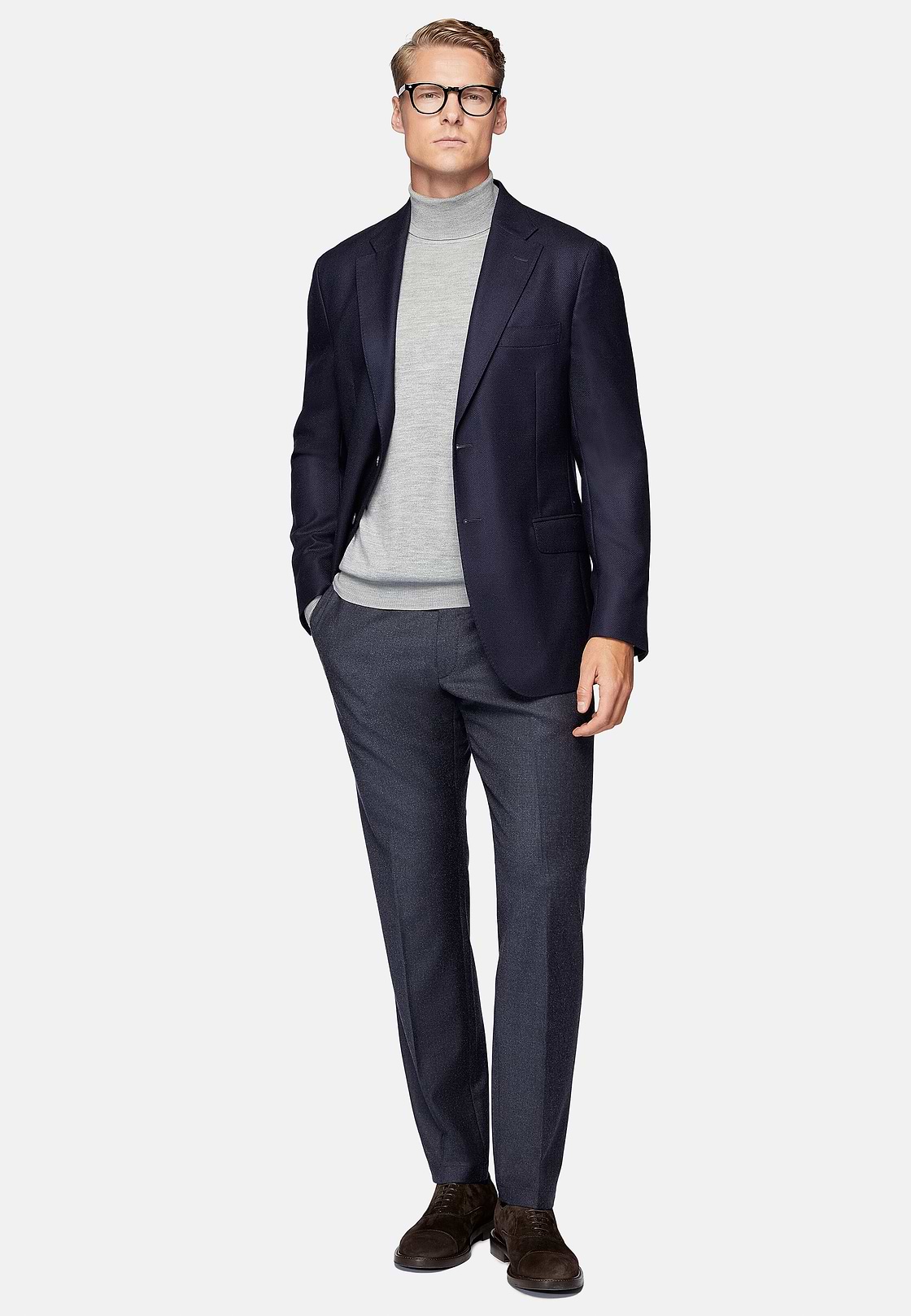 Navy Blue Jacket In Pure Wool, Navy blue, hi-res