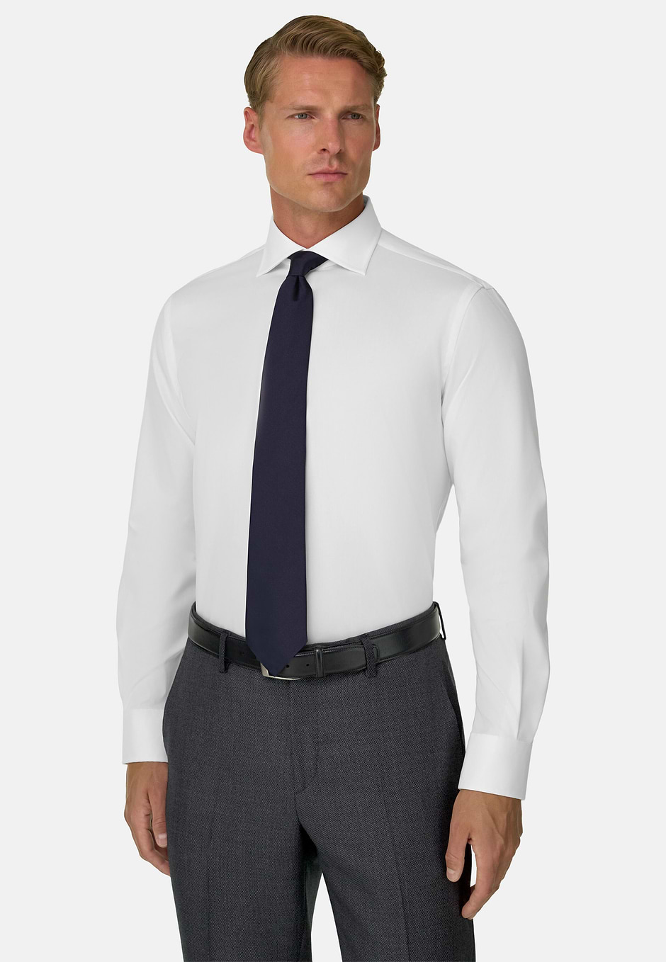 Regular Fit Pinpoint Cotton Shirt Windsor Collar, White, hi-res