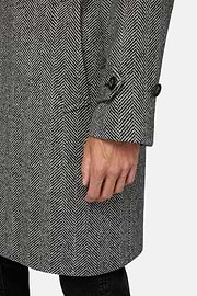 Single-breasted Wool Coat, Black - White, hi-res