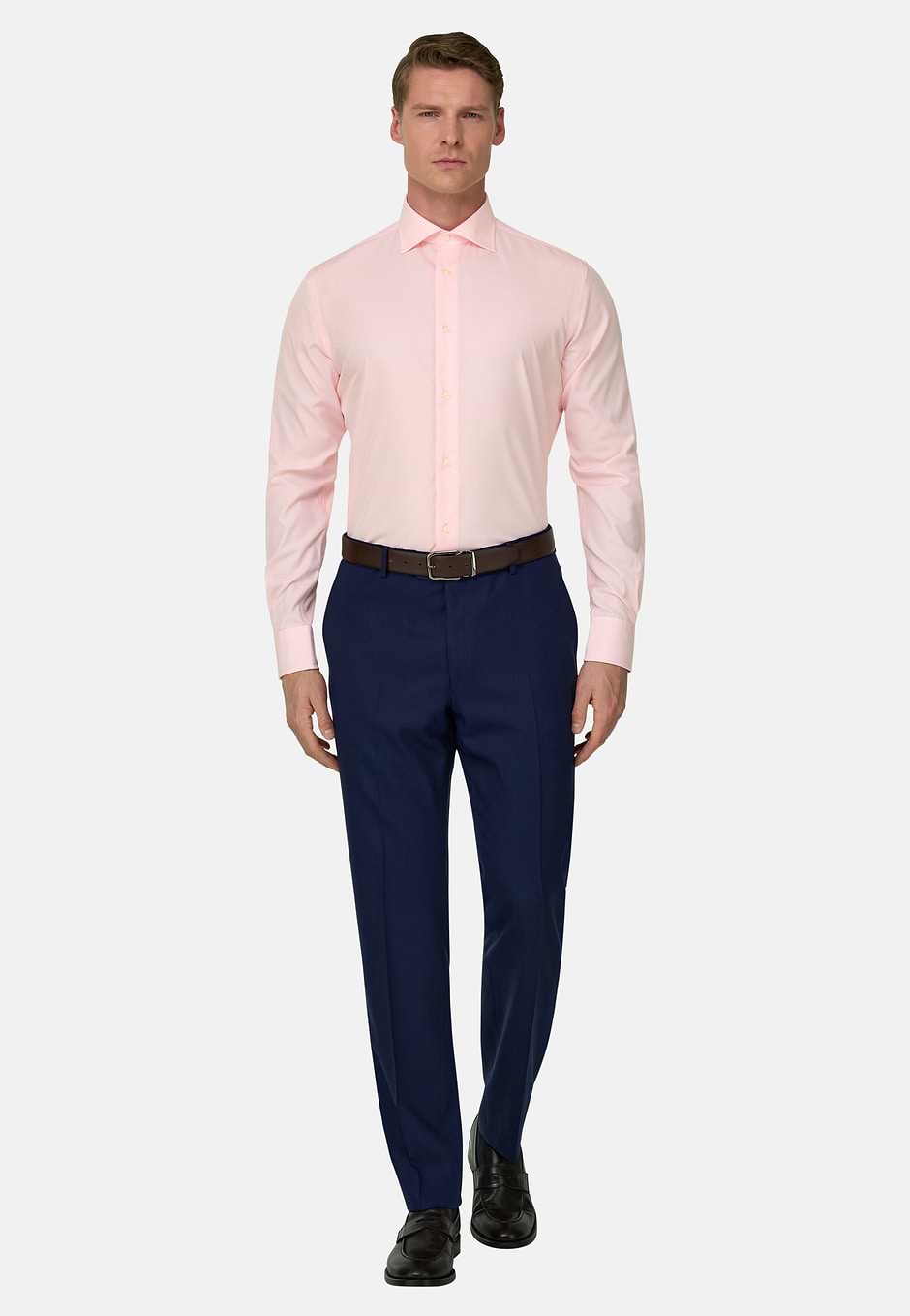 Camicia A Righe In Cotone Regular Fit, Rosa, hi-res