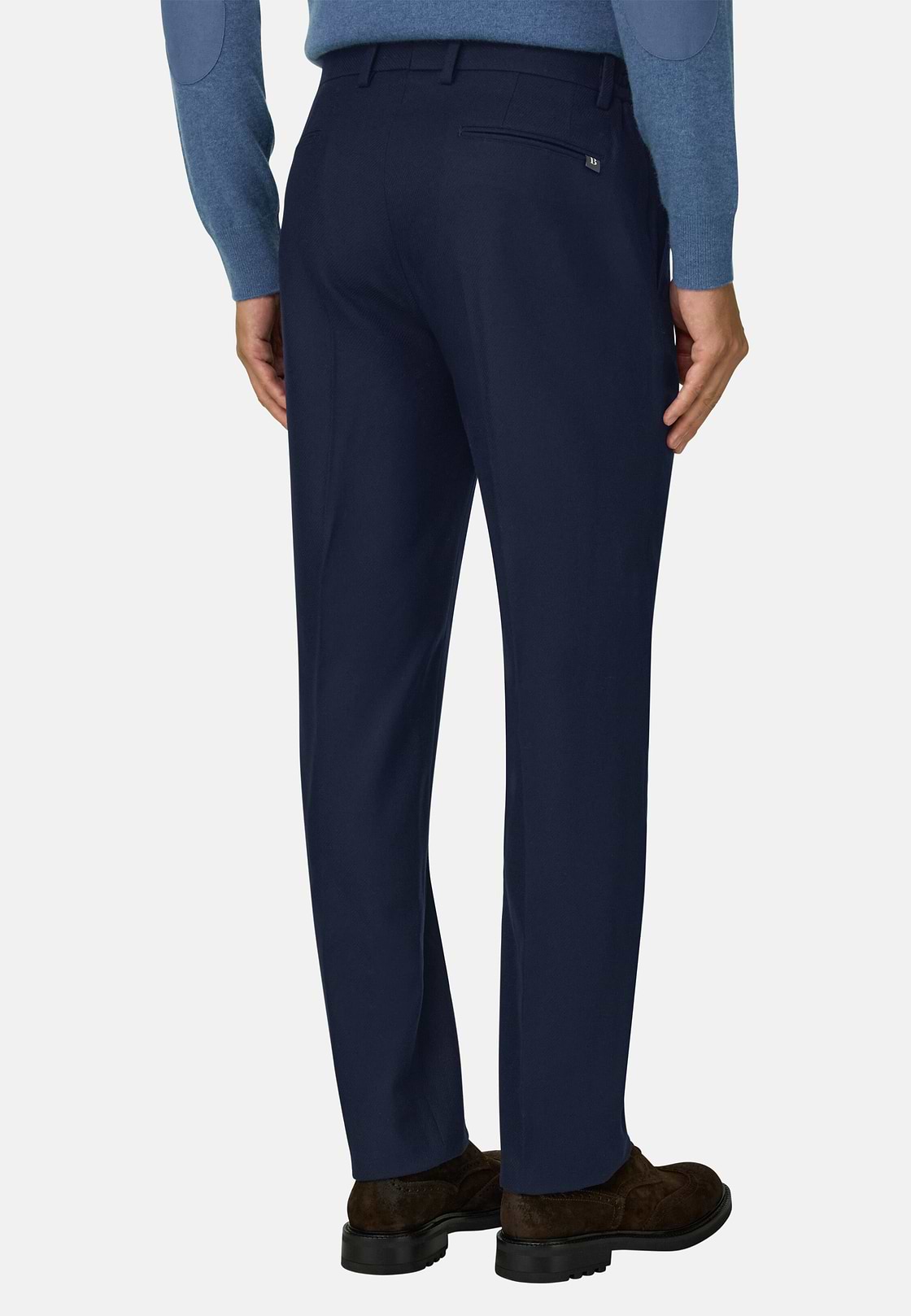 Trousers in Wool Flannel, Navy blue, hi-res, 5
