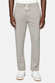 Cotton Blend Interlock Trousers, Taupe, hi-res