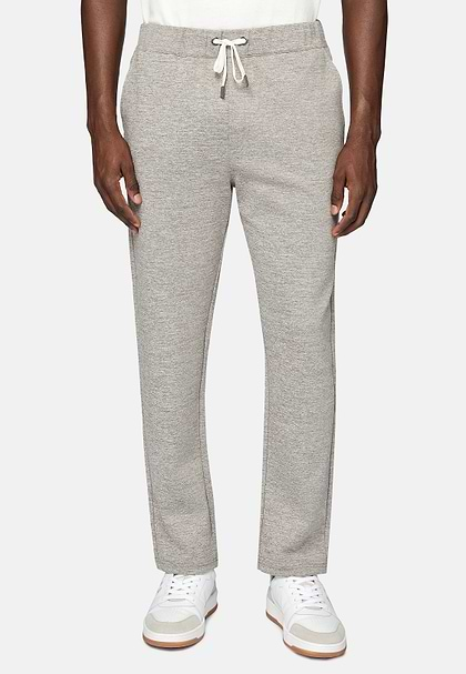 Cotton Blend Interlock Trousers, Taupe, hi-res