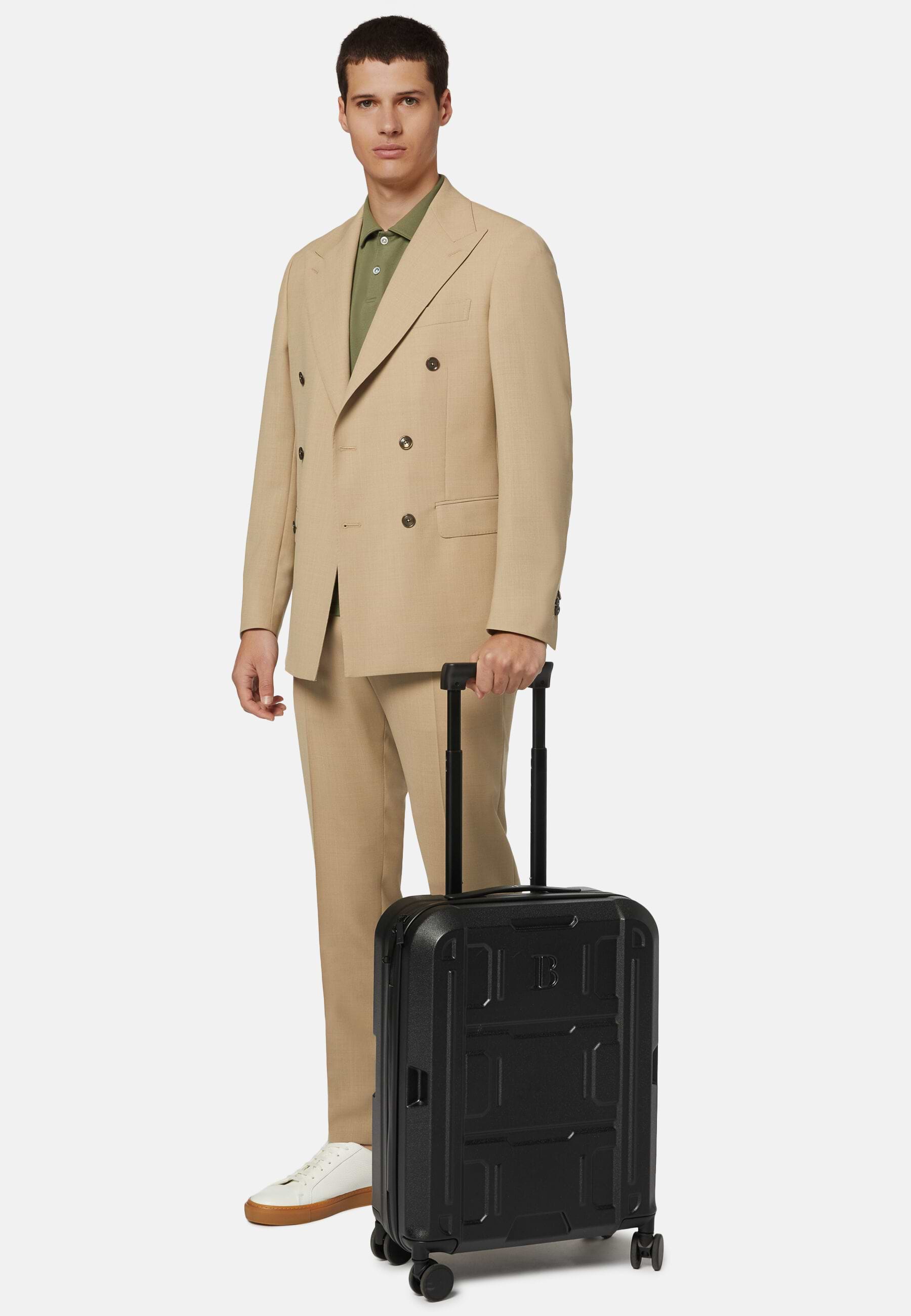 Men s Green Black Polycarbonate Cage Trolley Suitcase Boggi Milano