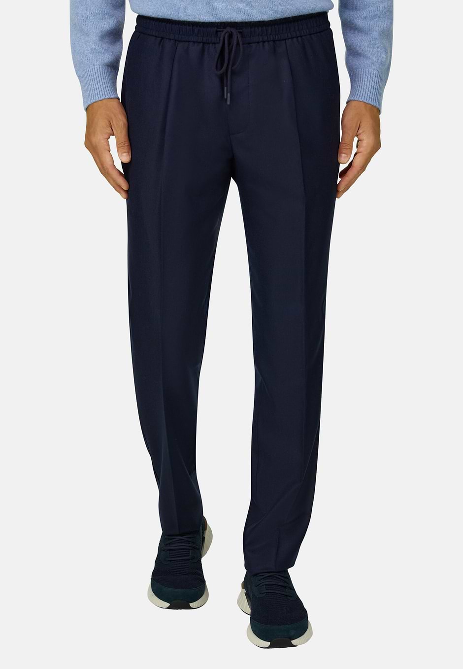 Pantalones City en Franela de Lana Mezcla, Azul  Marino, hi-res