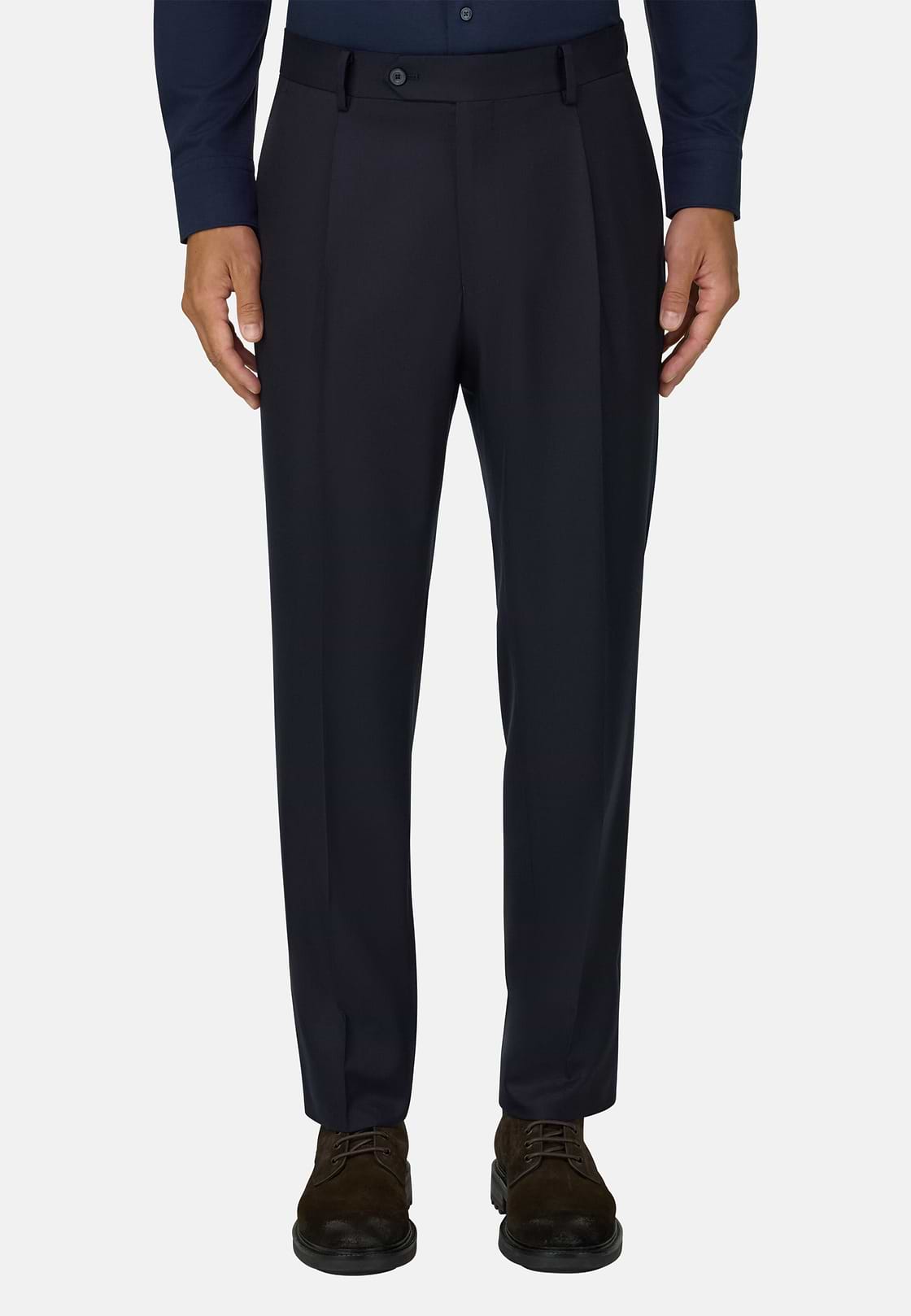 Broek van Wolflanel, Navy blue, hi-res, 1