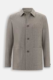 Giacca Camicia Resca in Lana, Taupe, thumb, 6