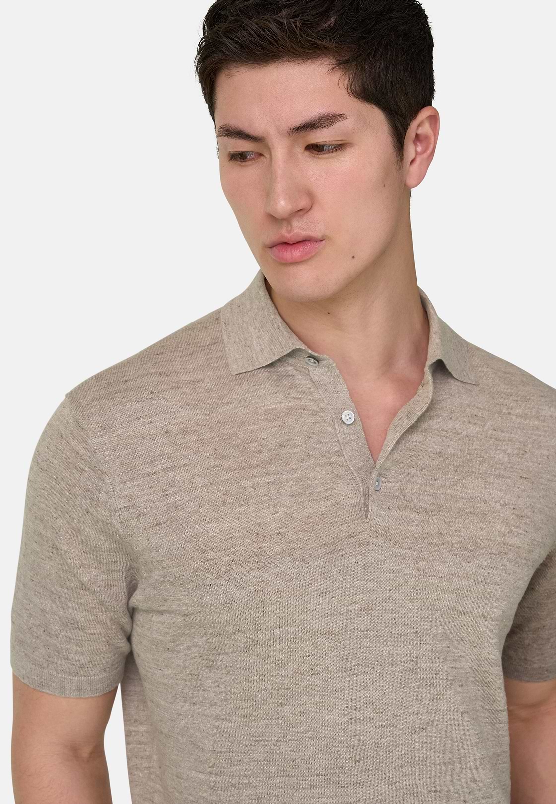 Polo En Maille De Lin Et Coton, Taupe, hi-res, 4