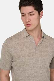 Polo En Maille De Lin Et Coton, Taupe, thumb, 4