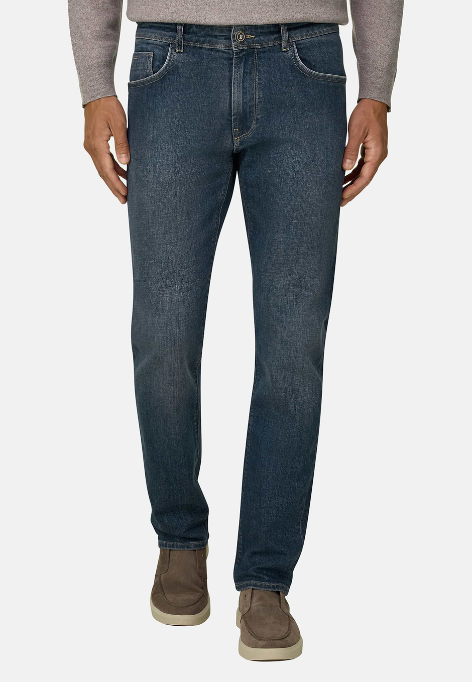 Vaqueros en Denim Elástico Azul, Azul, hi-res