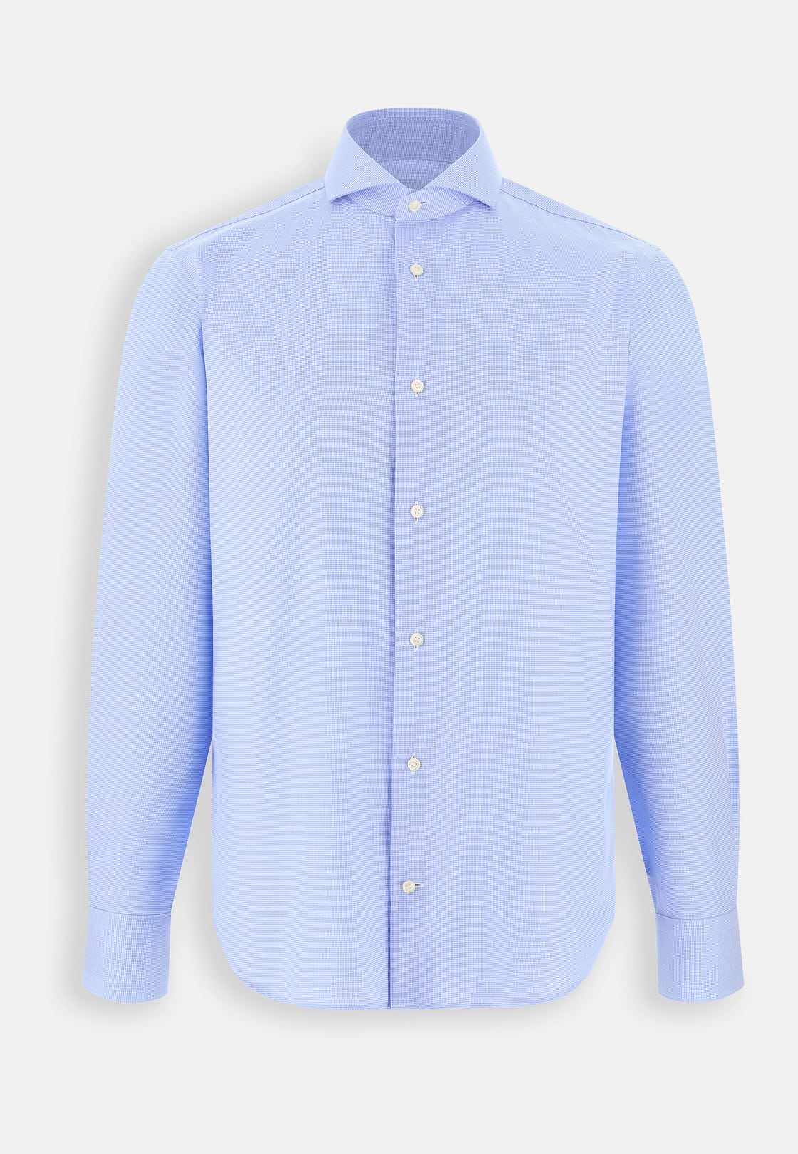 Shirt Houndstooth Cotton Slim Fit, Light Blue, hi-res, 7