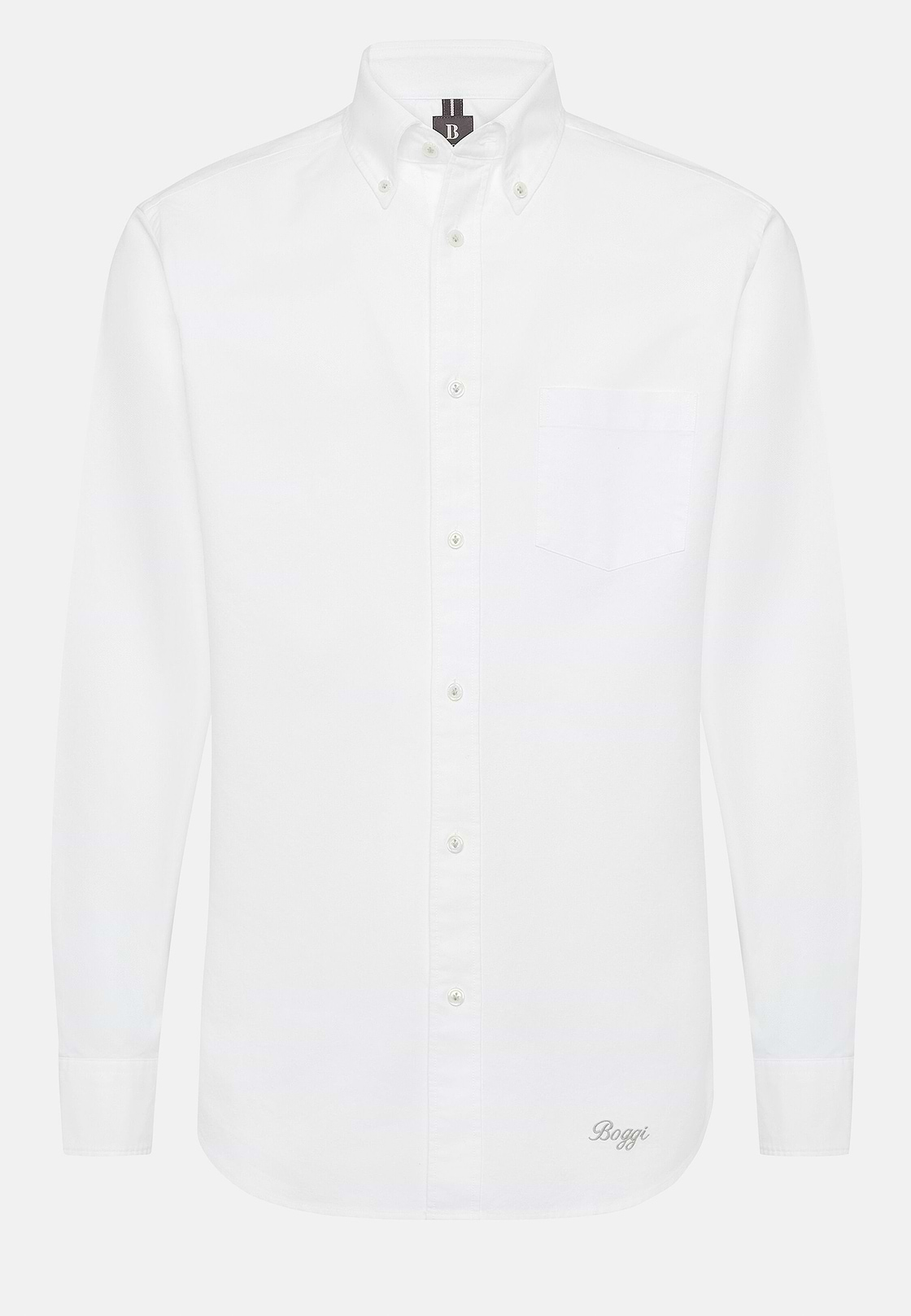 Regular Fit Organic Oxford Cotton Shirt, White, hi-res