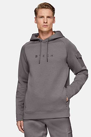 Lichtgewicht hoodie van scuba katoenmix, Dark Grey, hi-res