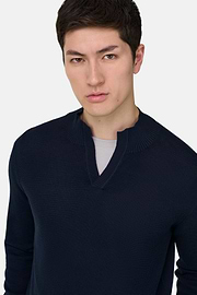 Stehkragenpullover Aus Baumwolle, Navy blau, thumb, 4