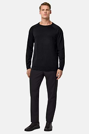 Strickpullover Aus Baumwolle Und Seide, Schwarz, hi-res