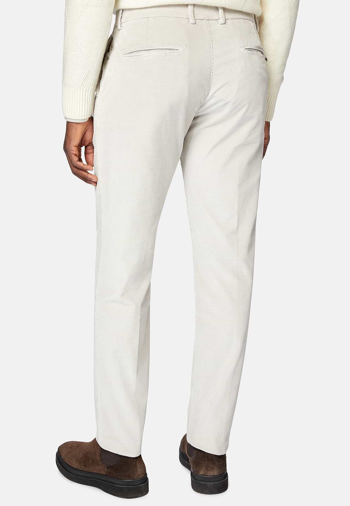 Trousers in Stretch Velvet, Light grey, hi-res