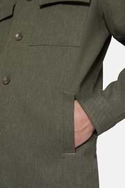 Cotton and Linen Link Shirt Jacket, Military Green, hi-res