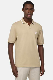 Cotton Piqué Polo Shirt, Beige, hi-res