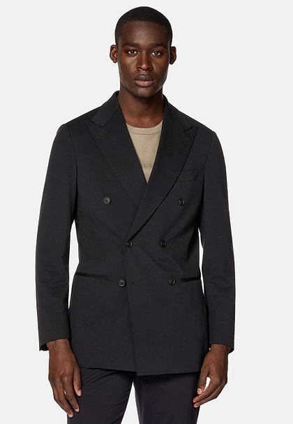 Veste Noire À Double Boutonnage En Nylon Stretch B Tech, Noir, hi-res