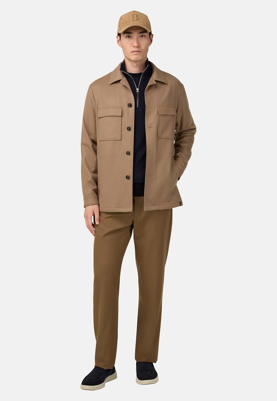 Cashmere Link Shirt Jacket, Beige, hi-res