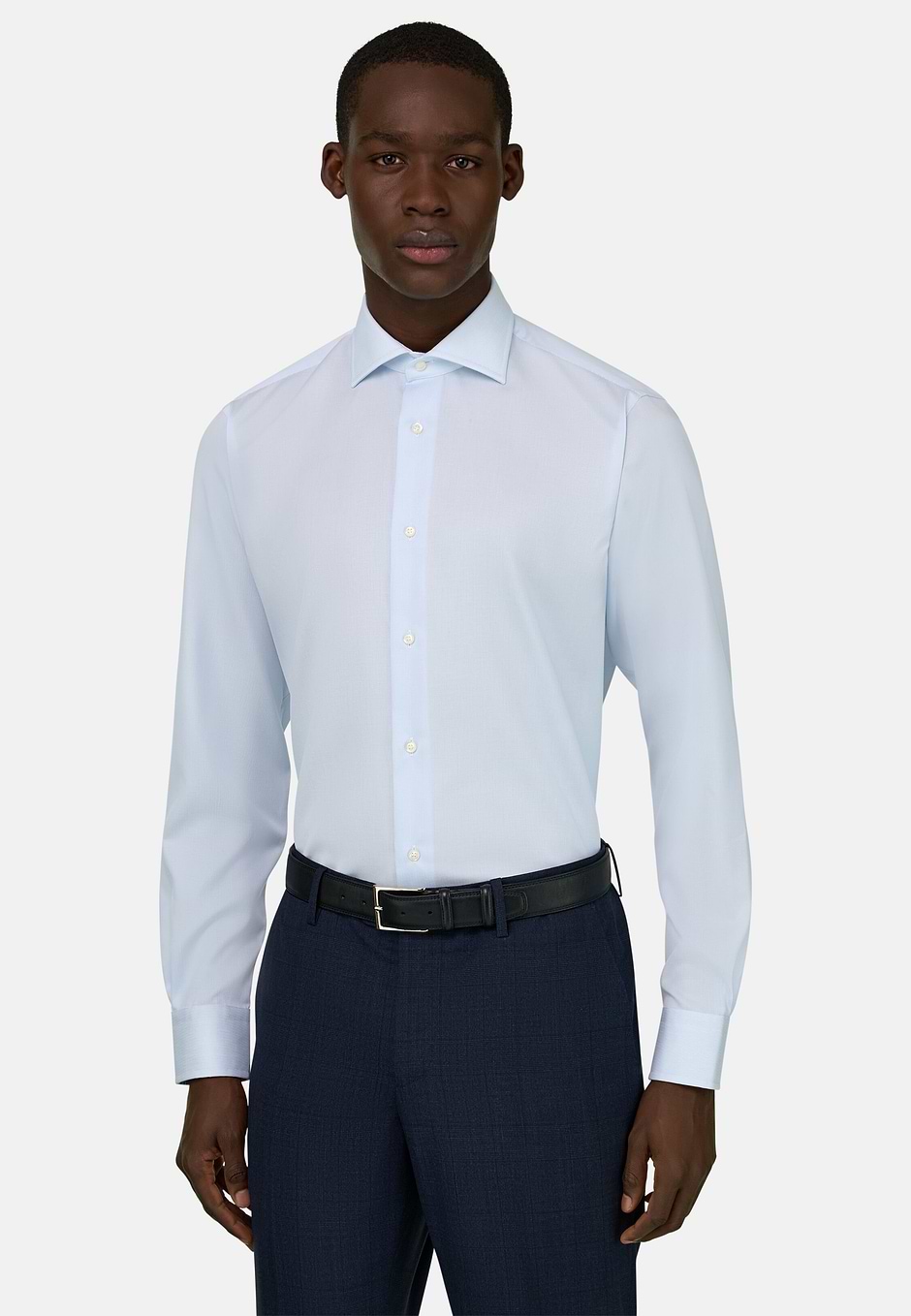 Slim Fit Cotton Shirt, Light Blue, hi-res