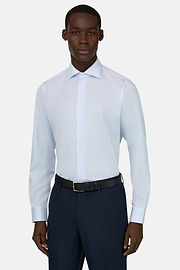 Camicia In Cotone Slim Fit, Azzurro, thumb, 1