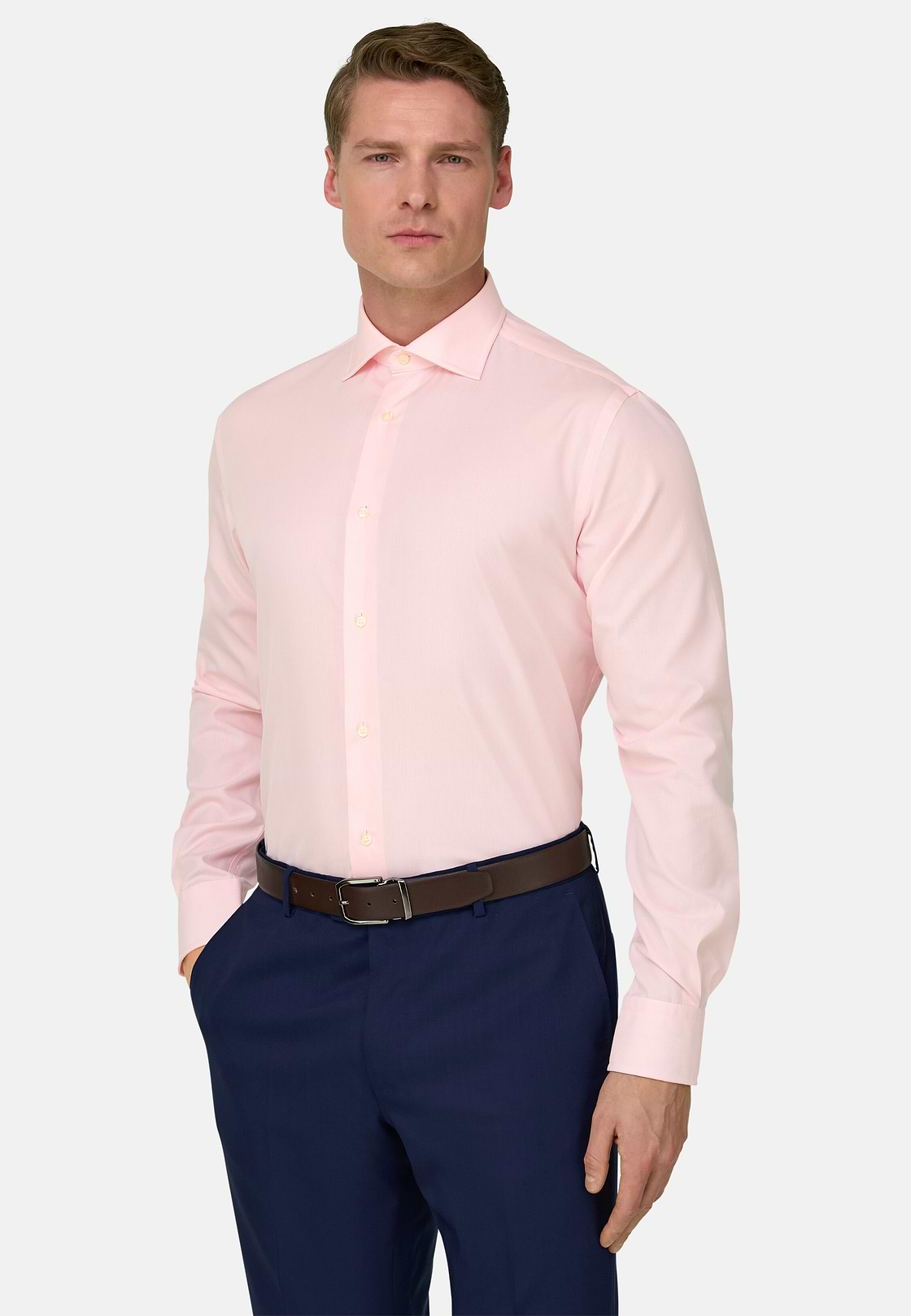 Camicia A Righe In Cotone Regular Fit, Rosa, hi-res, 1