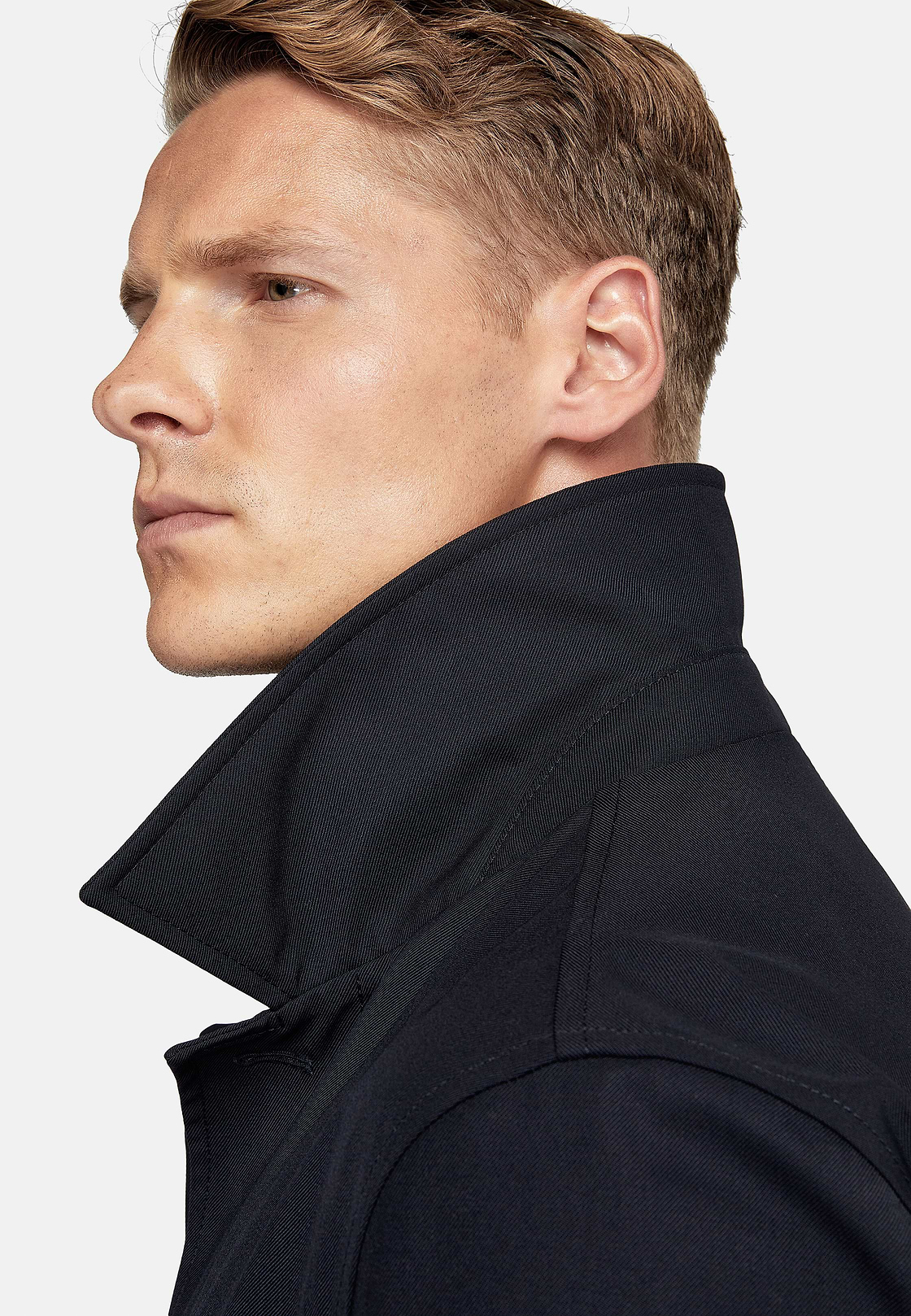 Pea coat van technische wol, Navy blue, hi-res