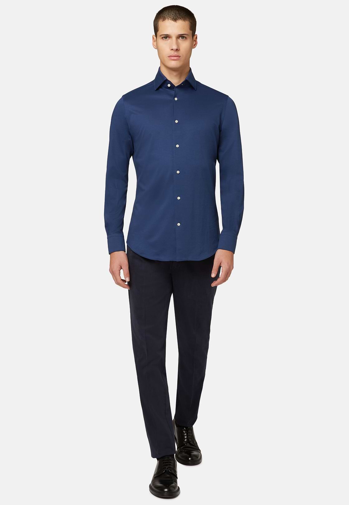 Camisa Estilo Polo De Punto Jersey Japonés Corte Regular, Azul  Marino, hi-res