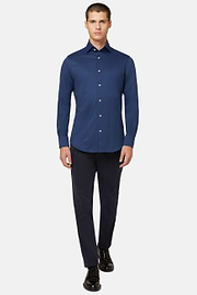 Camisa Estilo Polo De Punto Jersey Japonés Corte Regular, Azul  Marino, hi-res