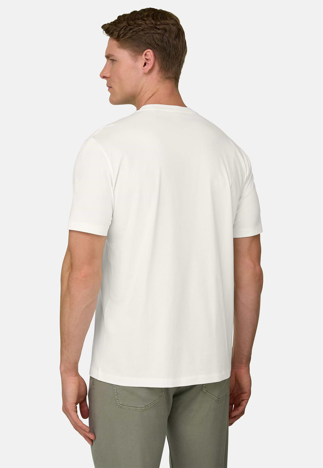 T-Shirt aus elastischer Supima-Baumwolle, Weiß, hi-res, 3