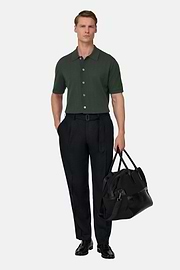 Knitted Shirt in 100% Organic Cotton, Dark green, thumb, 2